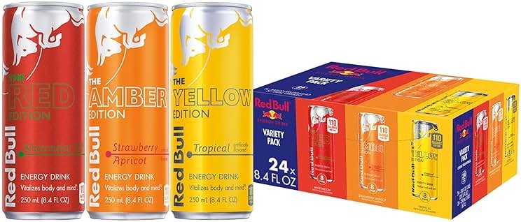 Red Bull Energy Drink Variety Pack, Red Edition, Amber Edition and Yellow Edition Energy Drinks, 8.4 Fl Oz, 24 Cans - Product Image