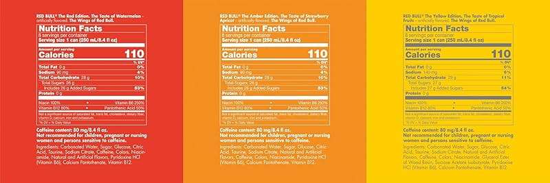 Red Bull Energy Drink Variety Pack, Red Edition, Amber Edition and Yellow Edition Energy Drinks, 8.4 Fl Oz, 24 Cans - Image 3