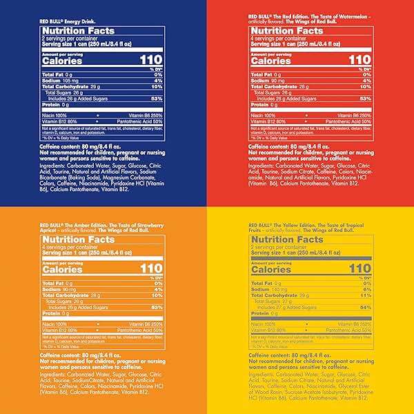 Red Bull Energy Drink Variety Pack, Red Edition, Amber Edition and Yellow Edition Energy Drinks, 8.4 Fl Oz, 24 Cans - Image 4