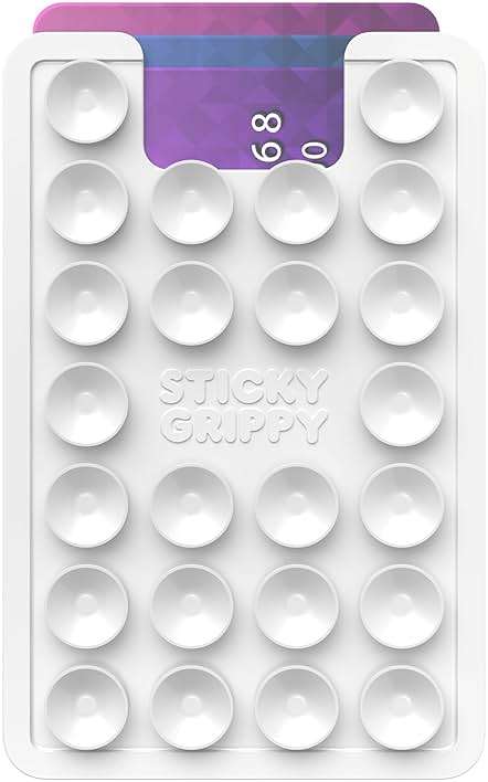StickyGrippy Suction Phone Card Holder Mount, Phone Wallet, Silicon Adhesive Phone Accessory for iPhone and Android, Hands-Free Mirror Shower Phone Holder, TikTok Videos and Selfies (White) - Image 3