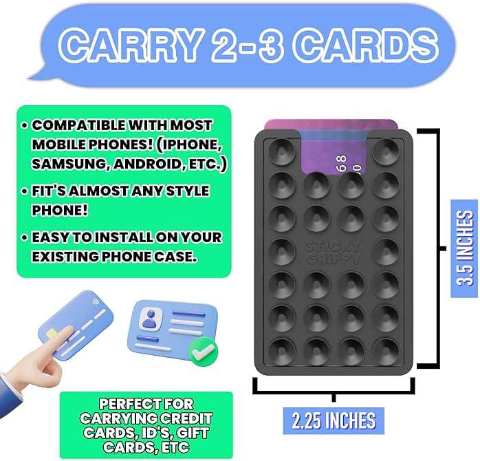 StickyGrippy Suction Phone Card Holder Mount, Phone Wallet, Silicon Adhesive Phone Accessory for iPhone and Android, Hands-Free Mirror Shower Phone Holder, TikTok Videos and Selfies (White) - Image 4