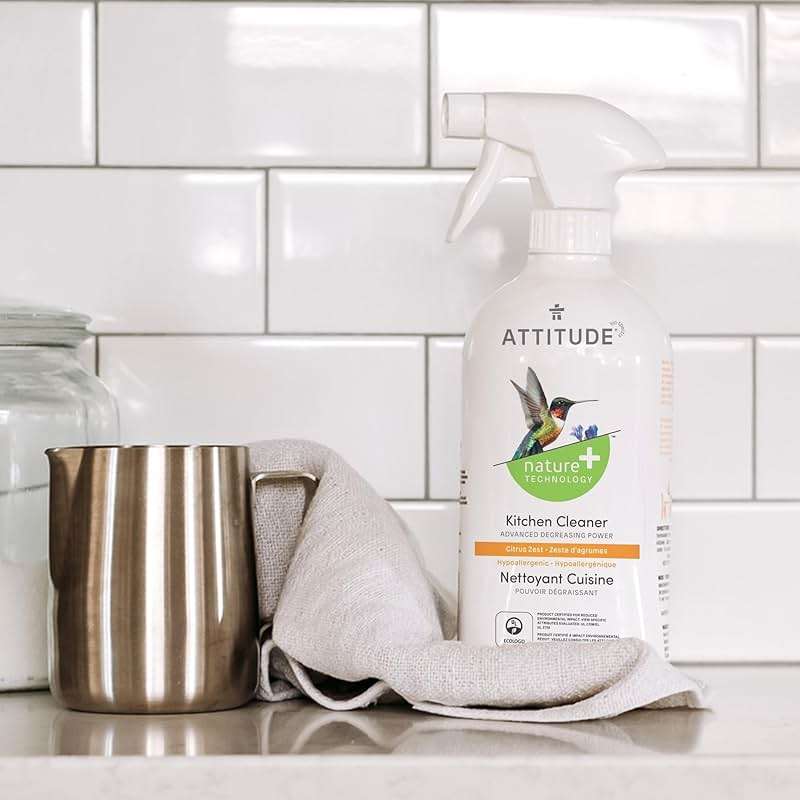 Bundle of ATTITUDE Kitchen All Purpose Cleaner, Multi-Surface Cleaner, Plant & Mineral-based Formula, Citrus Zest, 27.1 fl oz + Bulk Refill, 67.7 Fl Oz - Image 2
