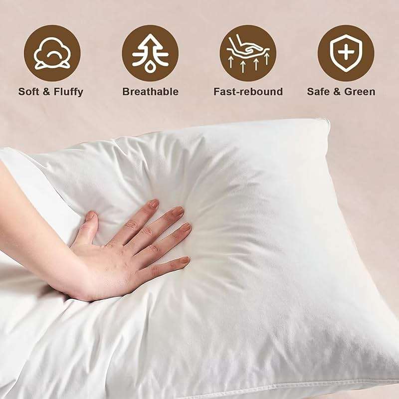 BHZ Goose Down Feather Pillows Queen Size - Hotel Collection Bed Pillows for Sleeping Soft Pillow for Side and Back Sleepers with 100% Cotton Fabric - Image 5