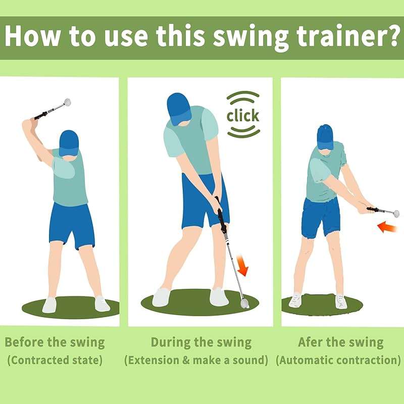Retractable Golf Swing Training Aid, Golf Grip Trainer & Golf Swing Trainer for Warm-up, Right-Handed Golf Club for Indoor Practice, Golf Accessories - Strength & Tempo Training for Chipping Hitting - Image 2
