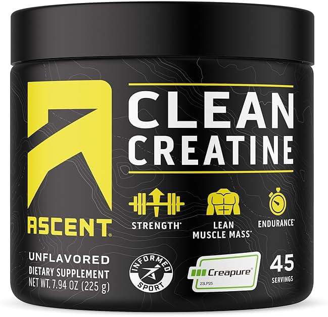Ascent Clean Creatine Monohydrate Powder - 5G Per Serving, Creapure Supplement - Unflavored, 45 Servings - Image 1