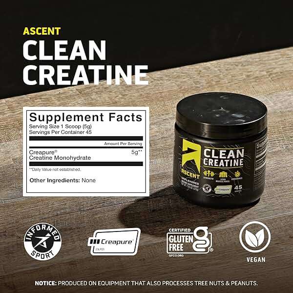 Ascent Clean Creatine Monohydrate Powder - 5G Per Serving, Creapure Supplement - Unflavored, 45 Servings - Image 5