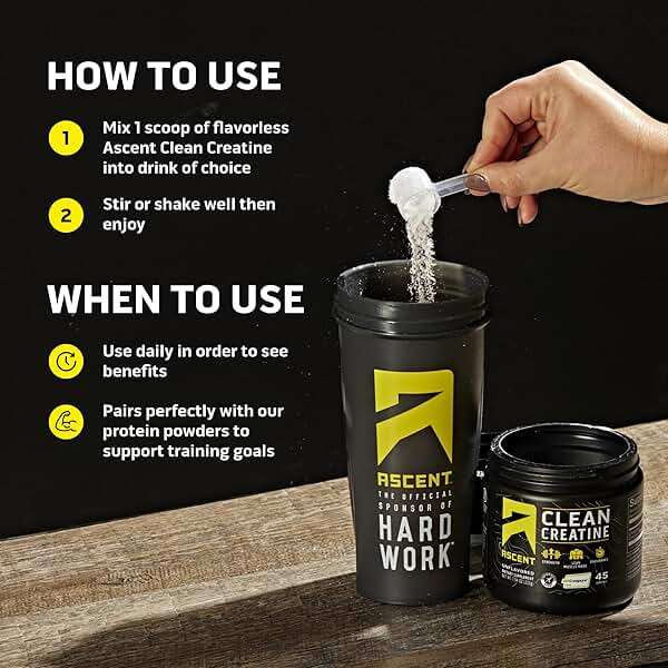 Ascent Clean Creatine Monohydrate Powder - 5G Per Serving, Creapure Supplement - Unflavored, 45 Servings - Image 6