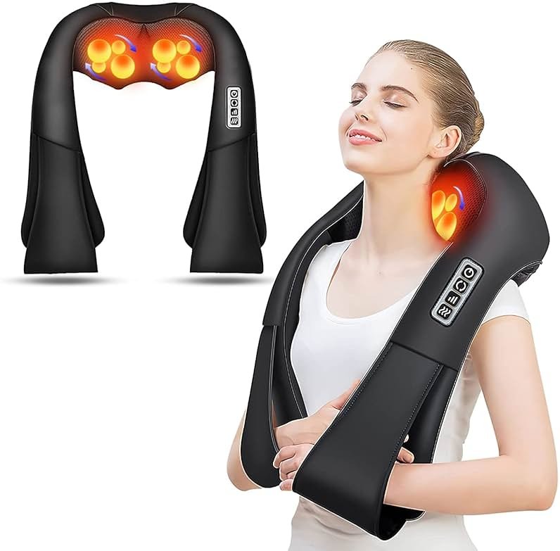 AERLANG Shiatsu Back and Neck Massager, Back Massager Deep Tissue Kneading Neck and Shoulder Massage with Heat, Electric Massage Pillow Fathers Day Gift Ideas from Daughter Son(NOT Cordless) - Product Image