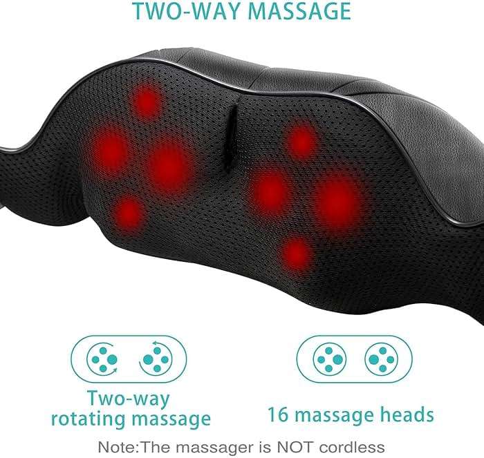 AERLANG Shiatsu Back and Neck Massager, Back Massager Deep Tissue Kneading Neck and Shoulder Massage with Heat, Electric Massage Pillow Fathers Day Gift Ideas from Daughter Son(NOT Cordless) - Image 3