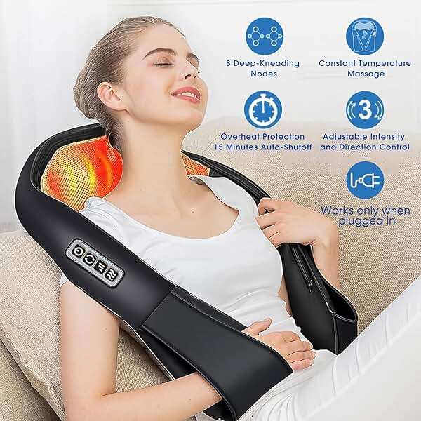 AERLANG Shiatsu Back and Neck Massager, Back Massager Deep Tissue Kneading Neck and Shoulder Massage with Heat, Electric Massage Pillow Fathers Day Gift Ideas from Daughter Son(NOT Cordless) - Image 4