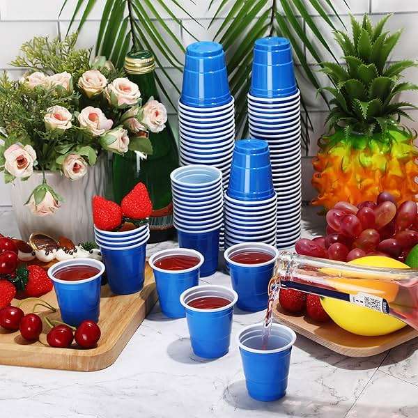 Roshtia 100 Pack 2 oz Plastic Shot Cups, Mini Disposable Shot Glasses 2 oz Wedding Party Cups for Bridal Shower Wedding Party, Beer Taste Serving, Snacks(Navy Blue) - Image 5