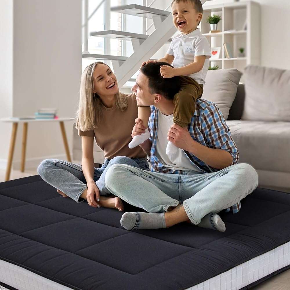MAXYOYO 6" Extra Thick Floor Futon Mattress, Foldable Japanese Floor Mattress for Adults, Roll Up Tatami Pad for Guest Room, Black, Queen - Image 8