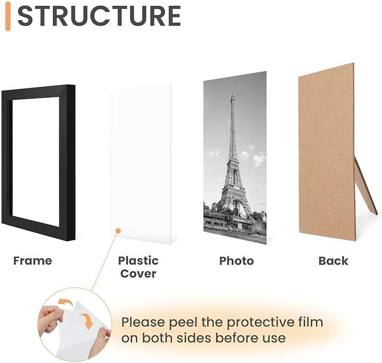 upsimples 10 Pack Picture Frames Collage Wall Decor for Mounting or Tabletop Display, Photo Gallery Frame Set for Family, Multi Sizes Including 8x10, 5x7, 4x6, Black - Image 7