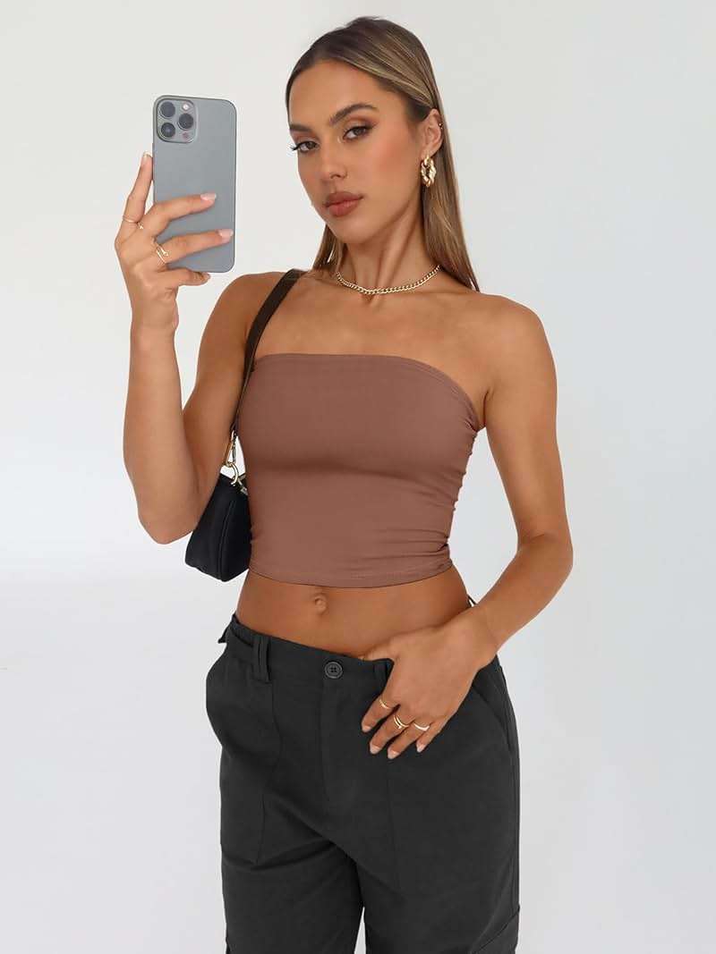 Trendy Queen Womens 3 Pack Strapless Tube Tops Summer Crop Bandeau - Image 3