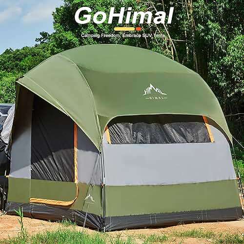 GoHimal SUV Tent for Camping, Waterproof PU3000mm Spacious Double Layer Design for 5-8 Person, Includes Rainfly and Storage Bag, 8FT L x 8FT W x 7.2FT H Green - Image 7