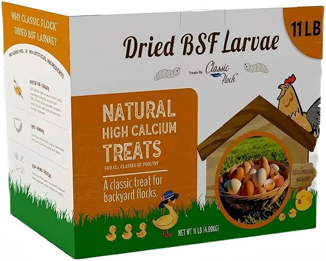 Classic Flock 11 lb Black Soldier Fly Larva - BSFL is a high Calc-Rich Chicken Feed with More Calcium Than mealworms.It is a Pure Natural Food that Provides high Protein for Chickens and Birds - Product Image