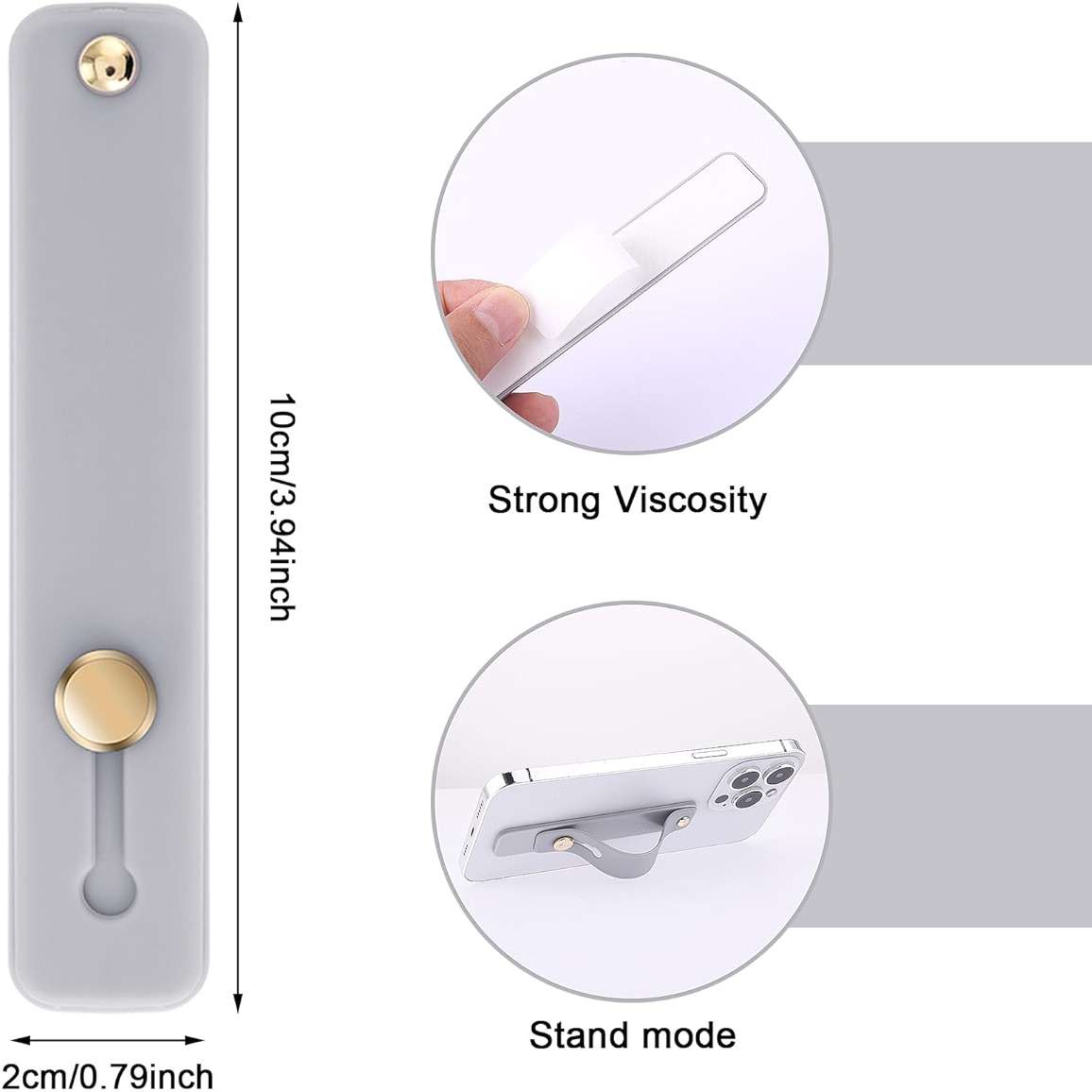 WLLHYF 2Pcs Phone Loop Finger Holder, Silicone Phone Grip Phone Finger Strap Stand Universal Portable Finger Kickstand for Most Smartphones (2pcs-Grey/White) - Image 2
