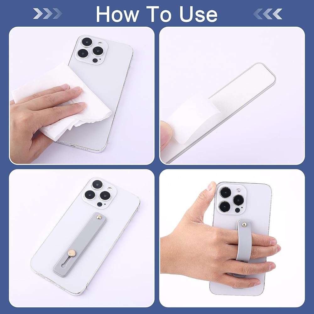 WLLHYF 2Pcs Phone Loop Finger Holder, Silicone Phone Grip Phone Finger Strap Stand Universal Portable Finger Kickstand for Most Smartphones (2pcs-Grey/White) - Image 3