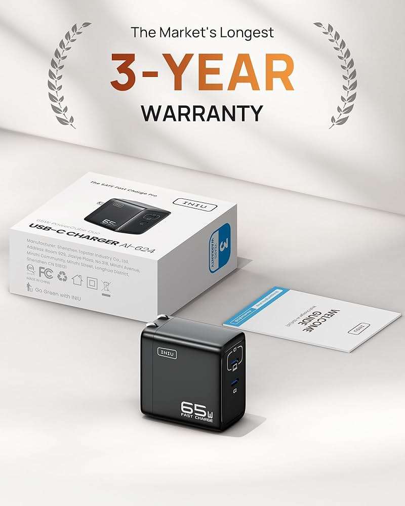 INIU 2 USB C Ports 65W GaN Charger - Compact Foldable PD PPS USB C Wall Charger for MacBook Pro/Air, Dell XPS 13, iPad Pro, Samsung Galaxy S23, Note 20/10+, iPhone 16/15/14, Steam Deck - Image 7