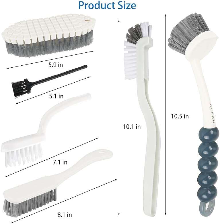 6 Pack Multipurpose Household Cleaning Set, Deep Cleaning Brush Set with Grips - Dish, Scrub, Bottle, Shoe, Groove Gap, Keyboard Brush for Kitchen, Bathroom (B) - Image 2