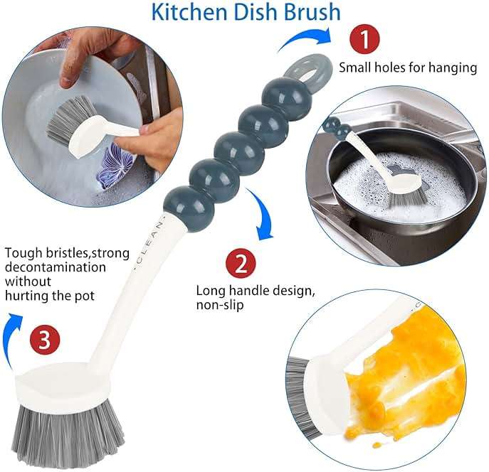 6 Pack Multipurpose Household Cleaning Set, Deep Cleaning Brush Set with Grips - Dish, Scrub, Bottle, Shoe, Groove Gap, Keyboard Brush for Kitchen, Bathroom (B) - Image 3