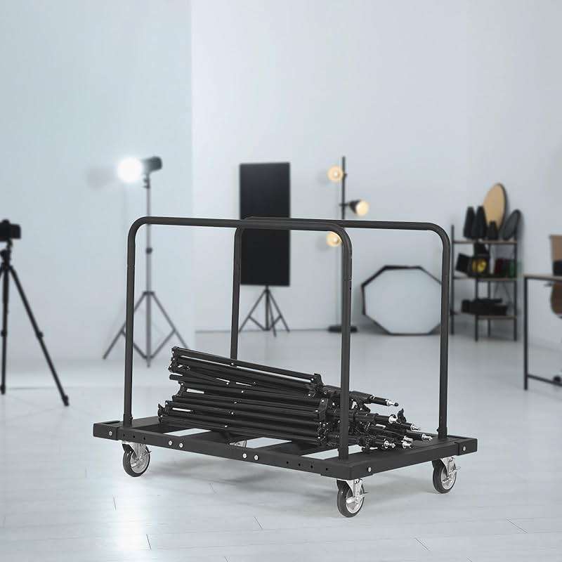 VEVOR Folding Table Cart, Heavy Duty Table Trolley with 5" Swivel Wheels, 1800 LBS Drywall Dolly Cart for Garage, Home, Warehouse, Party Event Hotel Furniture 10 Table Capacity - Image 2