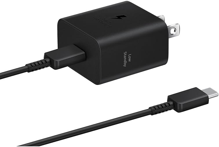 Samsung 25W Wall Charger Power Adapter with Cable, Super Fast Charging, Compact Design, Energy Efficient, Compatible with Galaxy and USB Type C Devices, Black - Product Image
