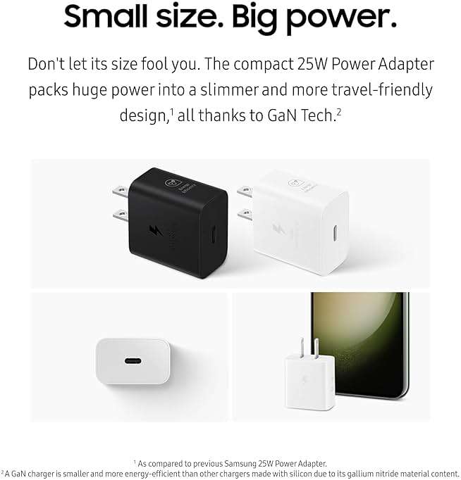 Samsung 25W Wall Charger Power Adapter with Cable, Super Fast Charging, Compact Design, Energy Efficient, Compatible with Galaxy and USB Type C Devices, Black - Image 3