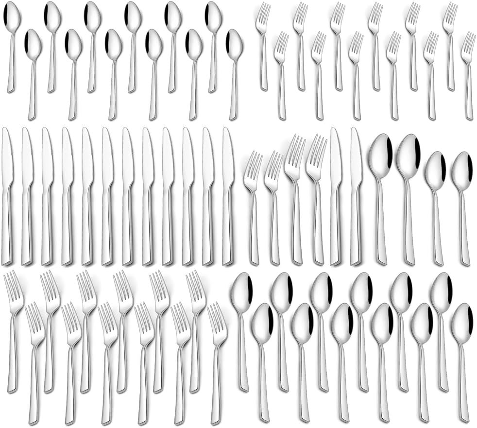 60 Piece Silverware Set For 12, Stainless Steel Flatware/Tableware Set Include Spoons/Forks/Knives, Yoehka Mirror Polished Cutlery Set For Home Kitchen Restaurant Hotel, Durable,Dishwasher Safe - Product Image