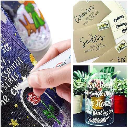 Overseas Permanent Paint Pens Paint Markers - 2 Pack White and Black Oil Based Markers, Quick Drying and Waterproof Marker Pen for Metal, Rock Painting, Wood, Rubber, Plastic, Canvas, Mug. Medium Tip - Image 6