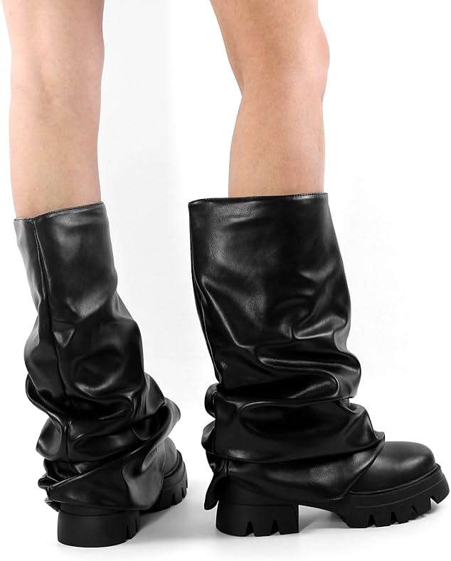 sexytag Women's Metallic Boots Slouchy Foldover Platform Round Toe Western Pull-On Fashion Boots - Image 7