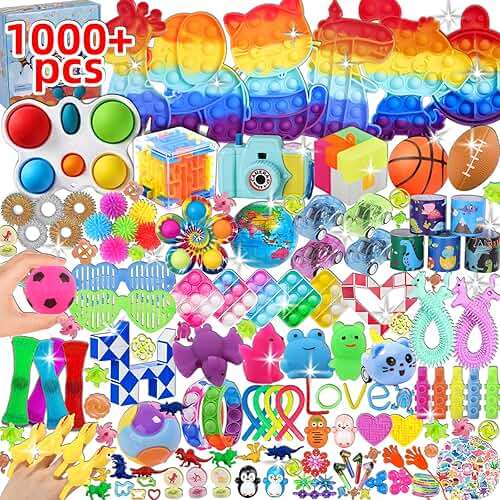 1000 Pcs Party Favors for Kids, Fidget Toys Bulk, Birthday Gift Toys, Fidgets Stocking Stuffers, Treasure Box Birthday Party, Goodie Bag Stuffers, Carnival Prizes, Pinata Filler Stuffers for Classroom - Image 1