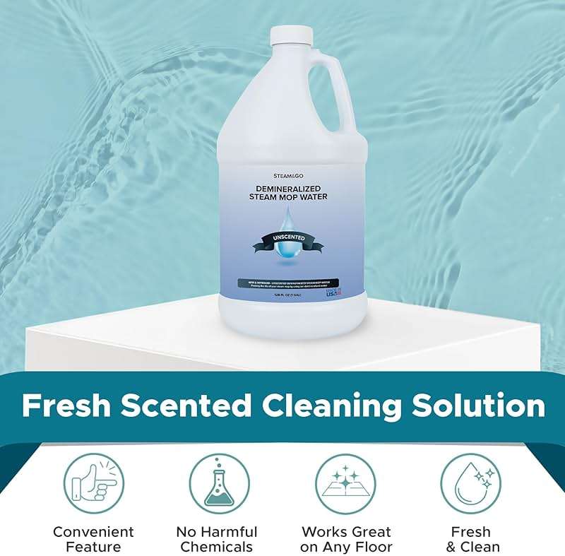 Steam & Go Unscented Demineralized Water for Steam Mop – 128 Fl Oz | Scented Floor Cleaner Solution, Ready-to-Use, Compatible with Any Steam Cleaner - Image 2
