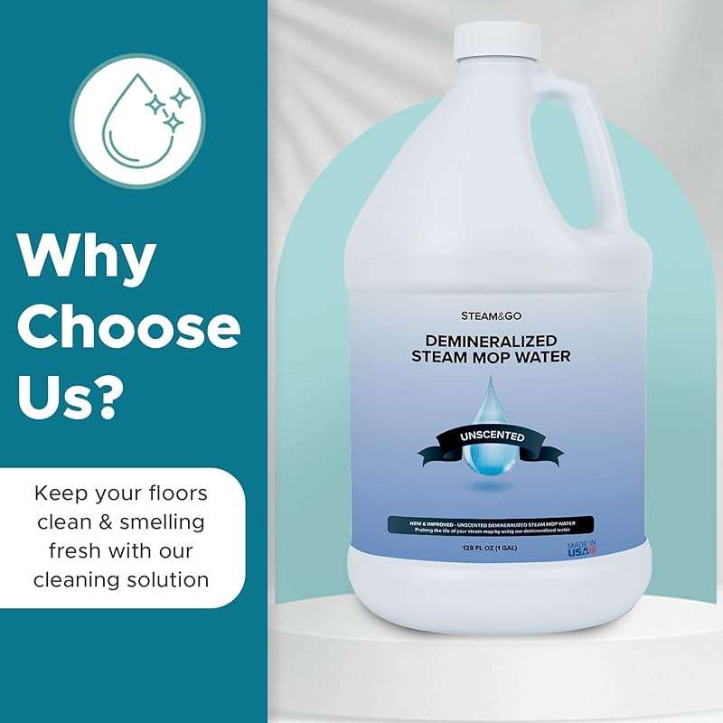 Steam & Go Unscented Demineralized Water for Steam Mop – 128 Fl Oz | Scented Floor Cleaner Solution, Ready-to-Use, Compatible with Any Steam Cleaner - Image 3