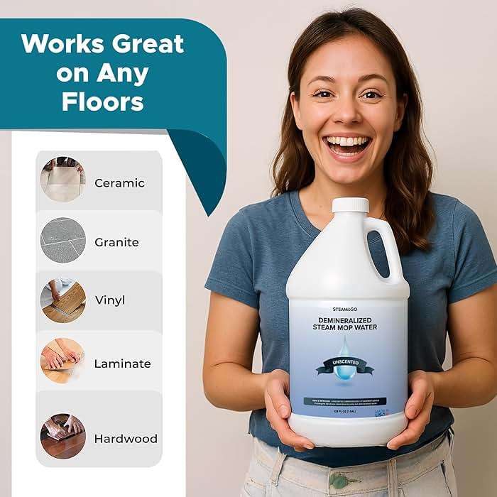Steam & Go Unscented Demineralized Water for Steam Mop – 128 Fl Oz | Scented Floor Cleaner Solution, Ready-to-Use, Compatible with Any Steam Cleaner - Image 5