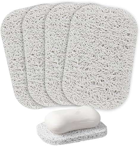 4PCS White Soap Holder PadBPA-Free Savers Pads for Soap Dish,Easy to Clean Soap Lifting Pads Suitable for Shower Kitchen Bathroom Bathroom Travel Hotel Cleaning Products - Image 1