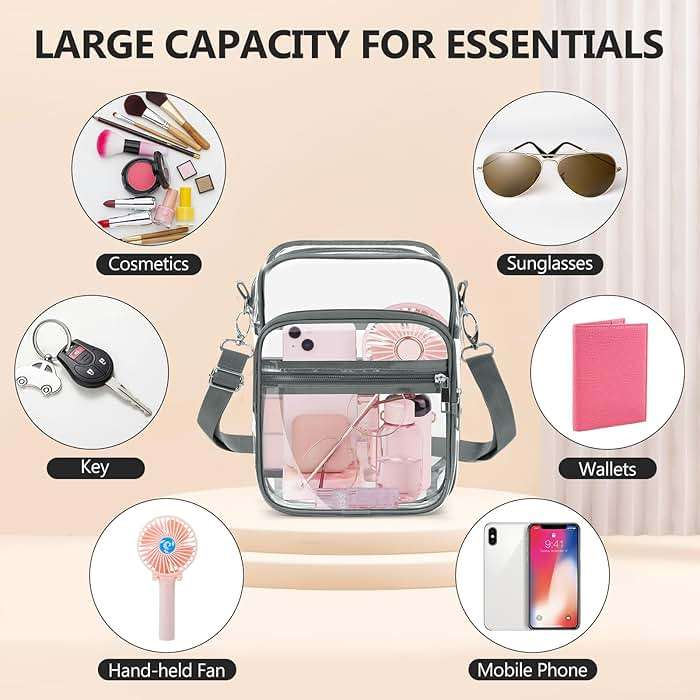 Blvornl Clear Crossbody Bag with Adjustable Shoulder Strap, Stadium Approved PVC Purse Bag, Messenger Bag - Image 5
