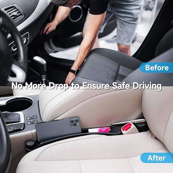 Givifive Car Seat Gap Filler Set of 2, Soft Foam Multifunctional Seat Side Gap Filler with Organizer & Hook Function, 3in1 Gap Stopper Universal Fit Car SUV Truck Fill The Gap Between Seat & Console - Image 3