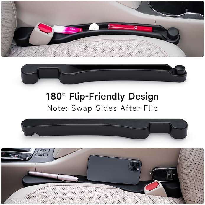 Givifive Car Seat Gap Filler Set of 2, Soft Foam Multifunctional Seat Side Gap Filler with Organizer & Hook Function, 3in1 Gap Stopper Universal Fit Car SUV Truck Fill The Gap Between Seat & Console - Image 6