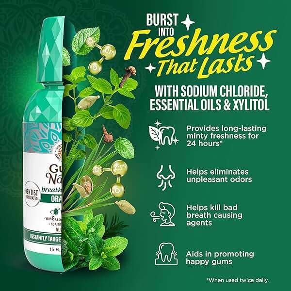 GuruNanda Oral Rinse Fresh Breath Mouthwash, ADA-Accepted Alcohol-Free Mouthwash, 7 Essential Oils & Vitamins, SLS & Flouride-Free, Wild Mint, 16 Oz - Image 5
