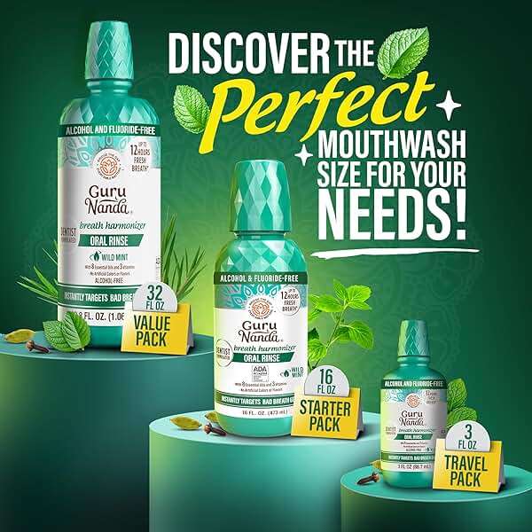 GuruNanda Oral Rinse Fresh Breath Mouthwash, ADA-Accepted Alcohol-Free Mouthwash, 7 Essential Oils & Vitamins, SLS & Flouride-Free, Wild Mint, 16 Oz - Image 8