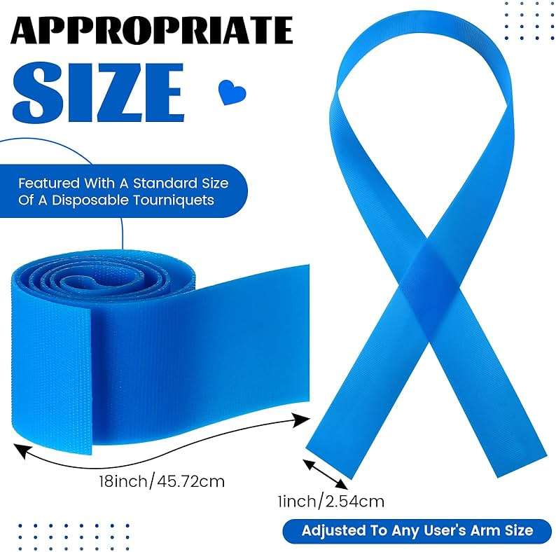 Timgle 500 Pack Disposable Tourniquet First Aid Elastic Tourniquets Bulk Latex Free Blue Medical Hemostatic Bandages Nursing Supplies Essentials for Outdoor Sport - Image 2