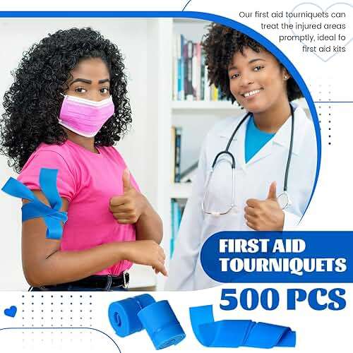 Timgle 500 Pack Disposable Tourniquet First Aid Elastic Tourniquets Bulk Latex Free Blue Medical Hemostatic Bandages Nursing Supplies Essentials for Outdoor Sport - Image 5