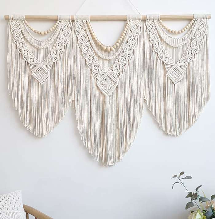 Achart Macrame Wall Hanging Large- Boho Wall Decor- large wall art- Wall Decor Living Room- Macrame Tapestry Boho Decor for Bedroom (Wooden Bead) - Image 1