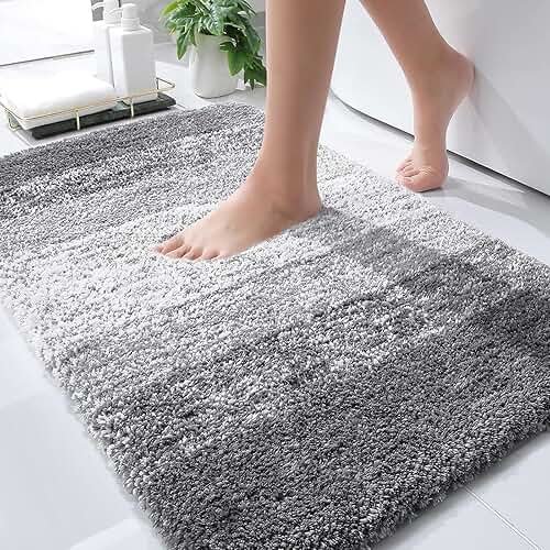 OLANLY Bathroom Rugs Mat 30x20, Extra Soft Absorbent Microfiber Bath Rugs, Rubber Backing, Quick Dry, Machine Washable Bath Mats for Bathroom Floor, Tub and Shower, Home Decor Accessories, Grey - Product Image