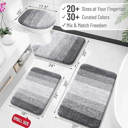 OLANLY Bathroom Rugs Mat 30x20, Extra Soft Absorbent Microfiber Bath Rugs, Rubber Backing, Quick Dry, Machine Washable Bath Mats for Bathroom Floor, Tub and Shower, Home Decor Accessories, Grey - Image 2
