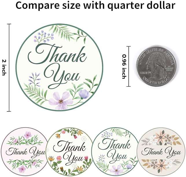 Sontanbao Thank You Stickers 2 inch Round, 500pcs Classic Flower Waterproof Floral Thank You Stickers for Packaging, Thank You for Supporting My Small Business Stickers - Image 3