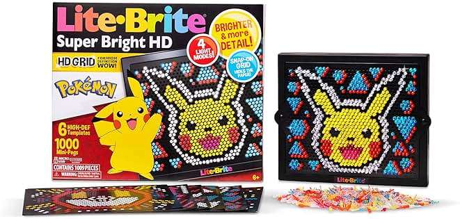 Lite Brite Super Bright HD, Pokemon Edition - Creative Retro Light-Up Screen – Educational Play for Children, Enhances Creativity, Gift for Boys and Girls Ages 6+ - Image 1