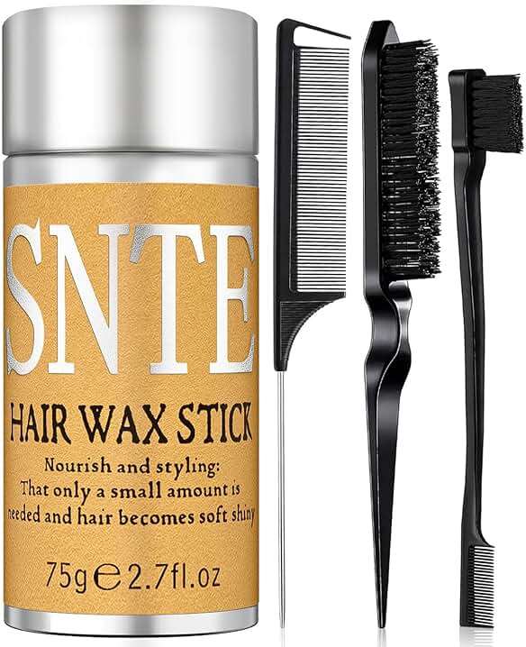 Slick Back Hair Brush & Hair Wax Stick Set - Frizz Control & Flyaway Smoothing - Sleek Ponytails, Buns, Edges - Styling Cream/Gel/Balm/Pomade Stick for Women - Styling Accessories for Girls & Kids - Image 1