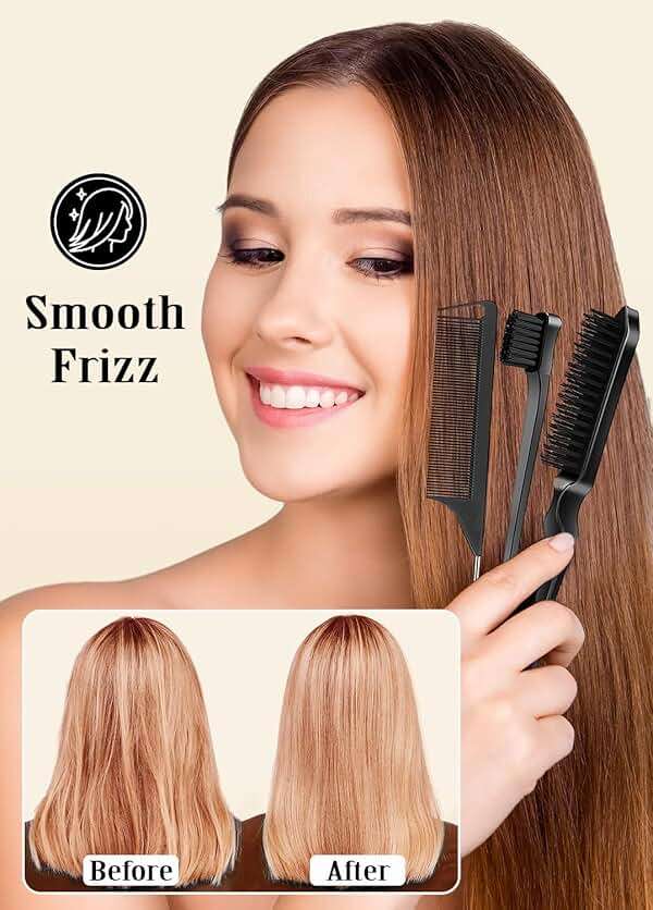Slick Back Hair Brush & Hair Wax Stick Set - Frizz Control & Flyaway Smoothing - Sleek Ponytails, Buns, Edges - Styling Cream/Gel/Balm/Pomade Stick for Women - Styling Accessories for Girls & Kids - Image 3